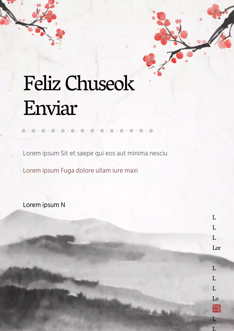 Póster orientalizado con diseño sencillo de felicitación de año nuevo en gris