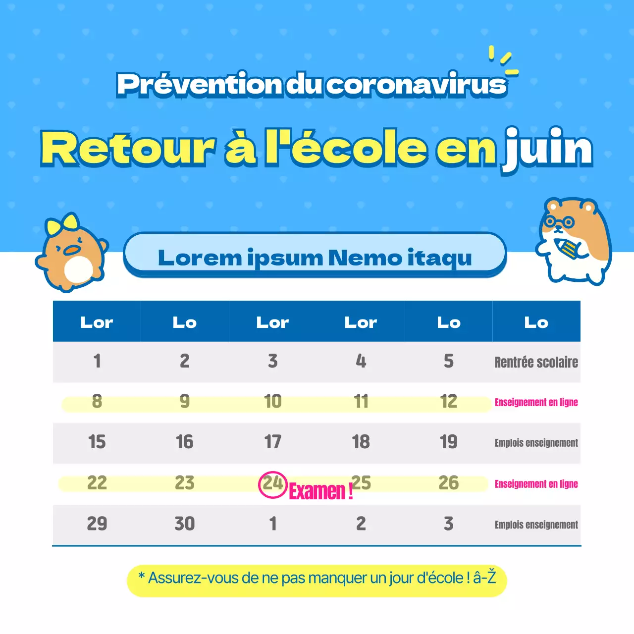 Lettres de rentrée scolaire