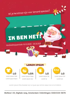 Promoot een kerstcadeau met een rode en groene kerstmanillustratie