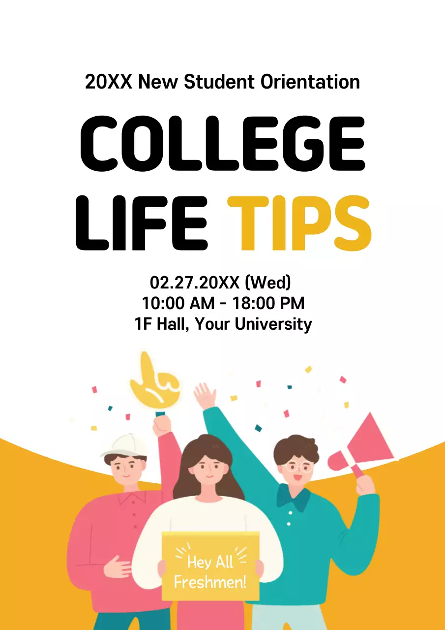 Yellow Modern Student Guide Poster