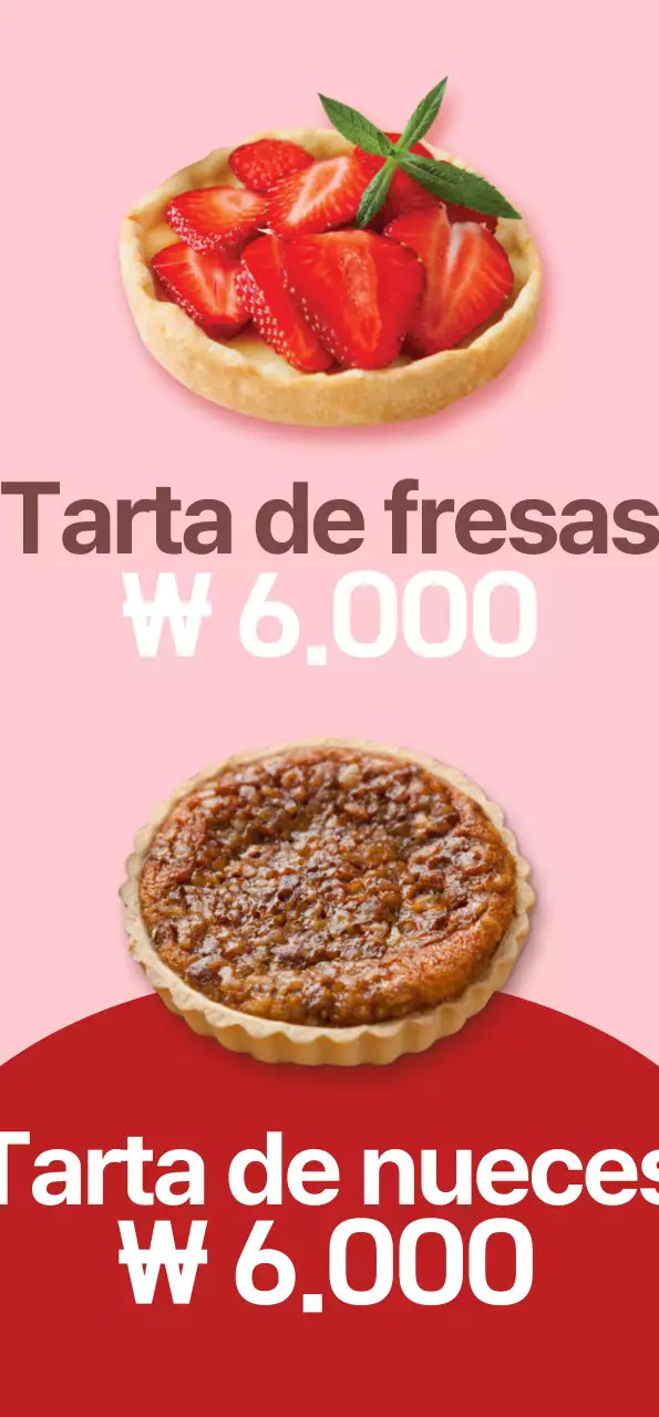 Banner de presentación de una carta de tartas dulces con fondo rosa
