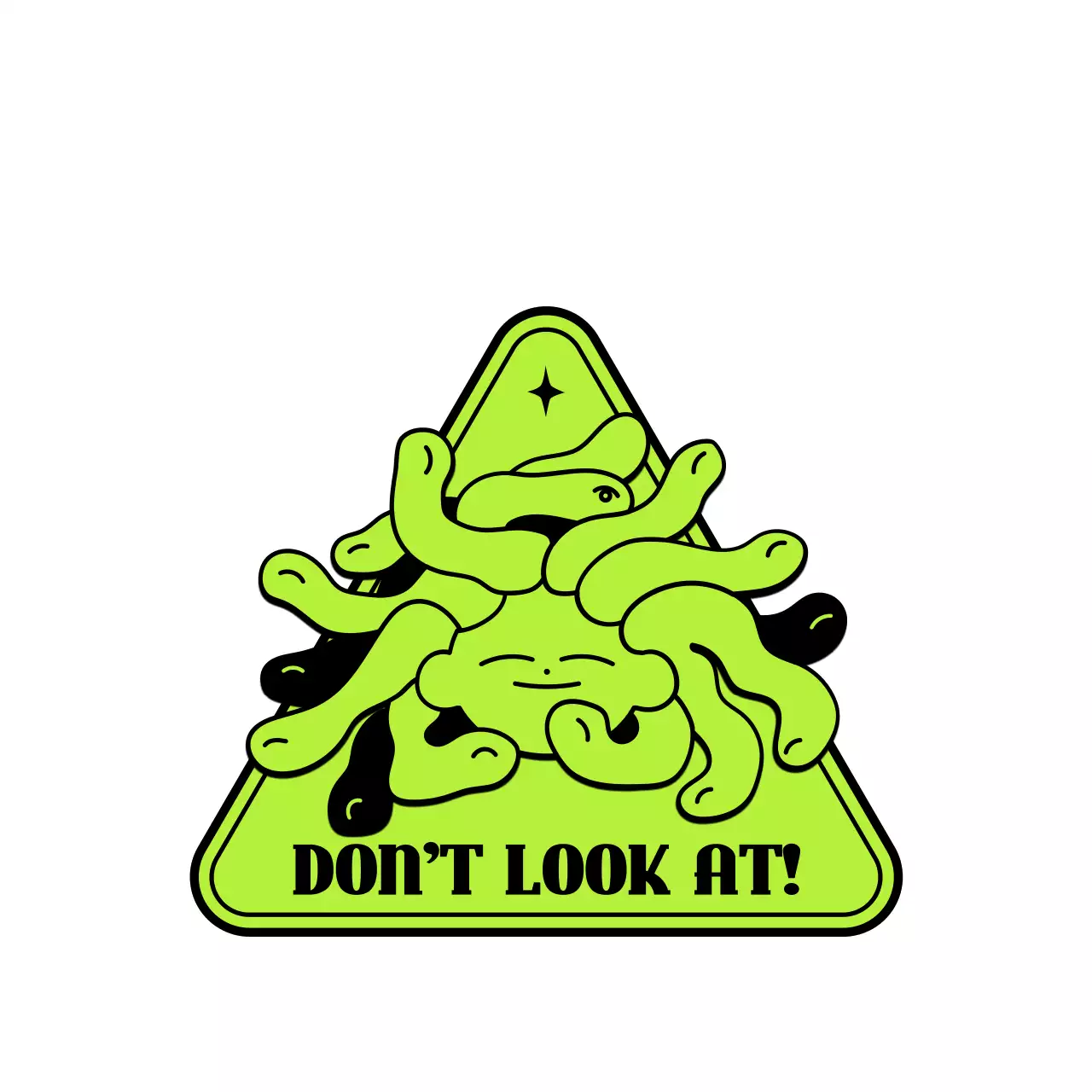 Hàng hóa cá nhân theo phong cách minh họa nhân vật Medusa dễ thương và sành điệu với màu xanh nhạt và đen 