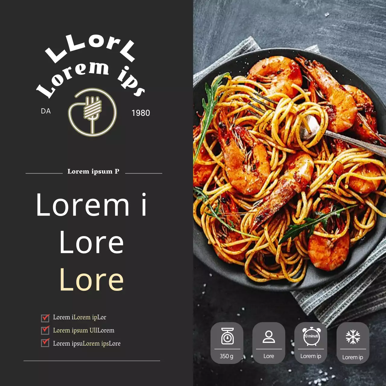 Adesivi neri per kit pasto ristorante di lusso