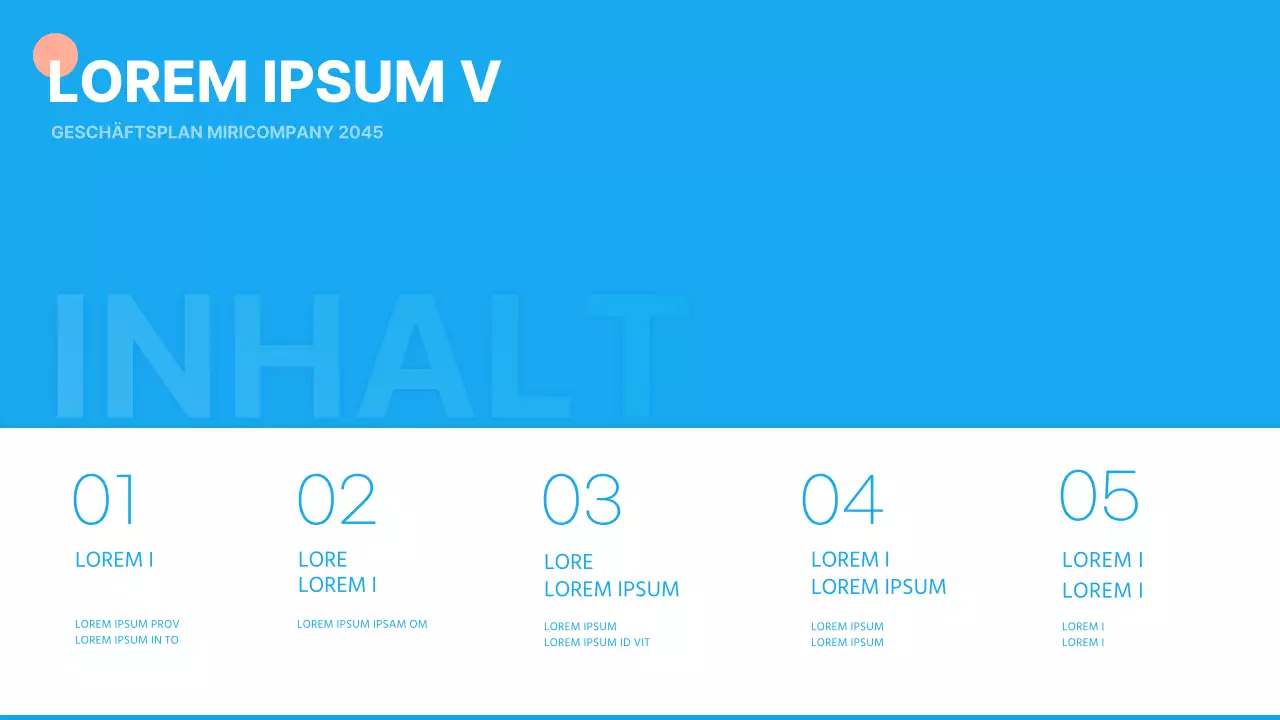 Einfache Neujahrs-Präsentation eines Businessplans in Hellblau