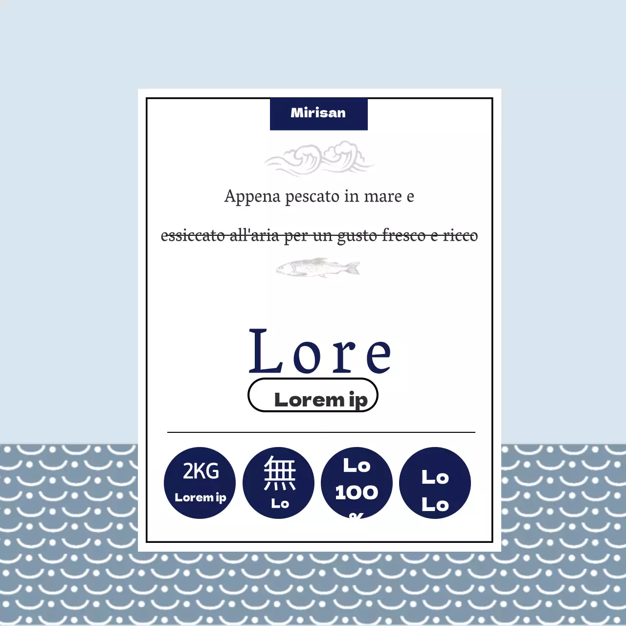 Adesivo quadrato di pesce essiccato