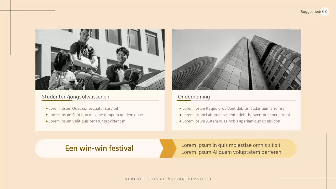 Eenvoudig beige en zwart-wit sponsorvoorstel voor universiteitsfestival