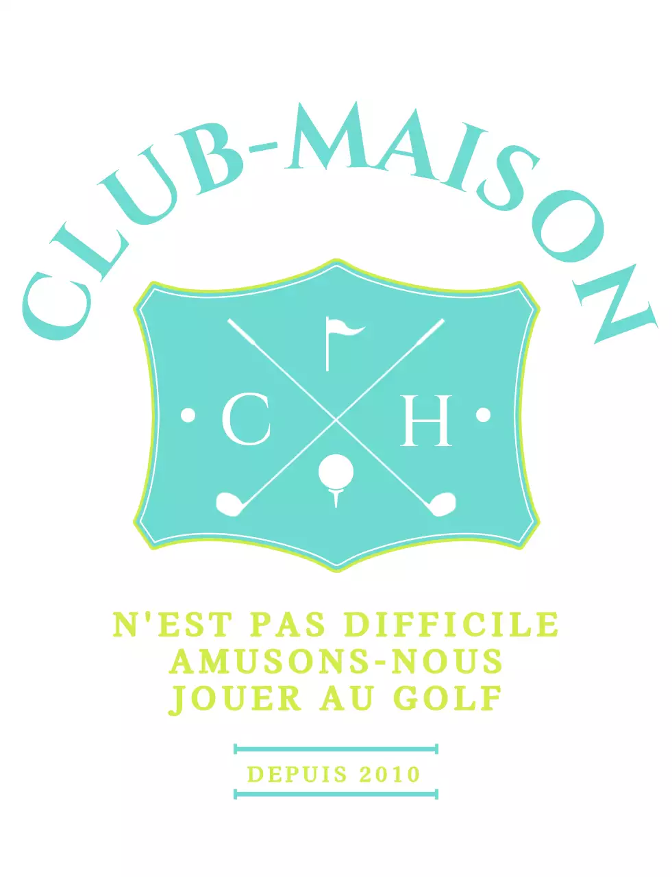 Un design simple et élégant pour les membres d'un club de golf, dans les tons menthe et chartreuse.
