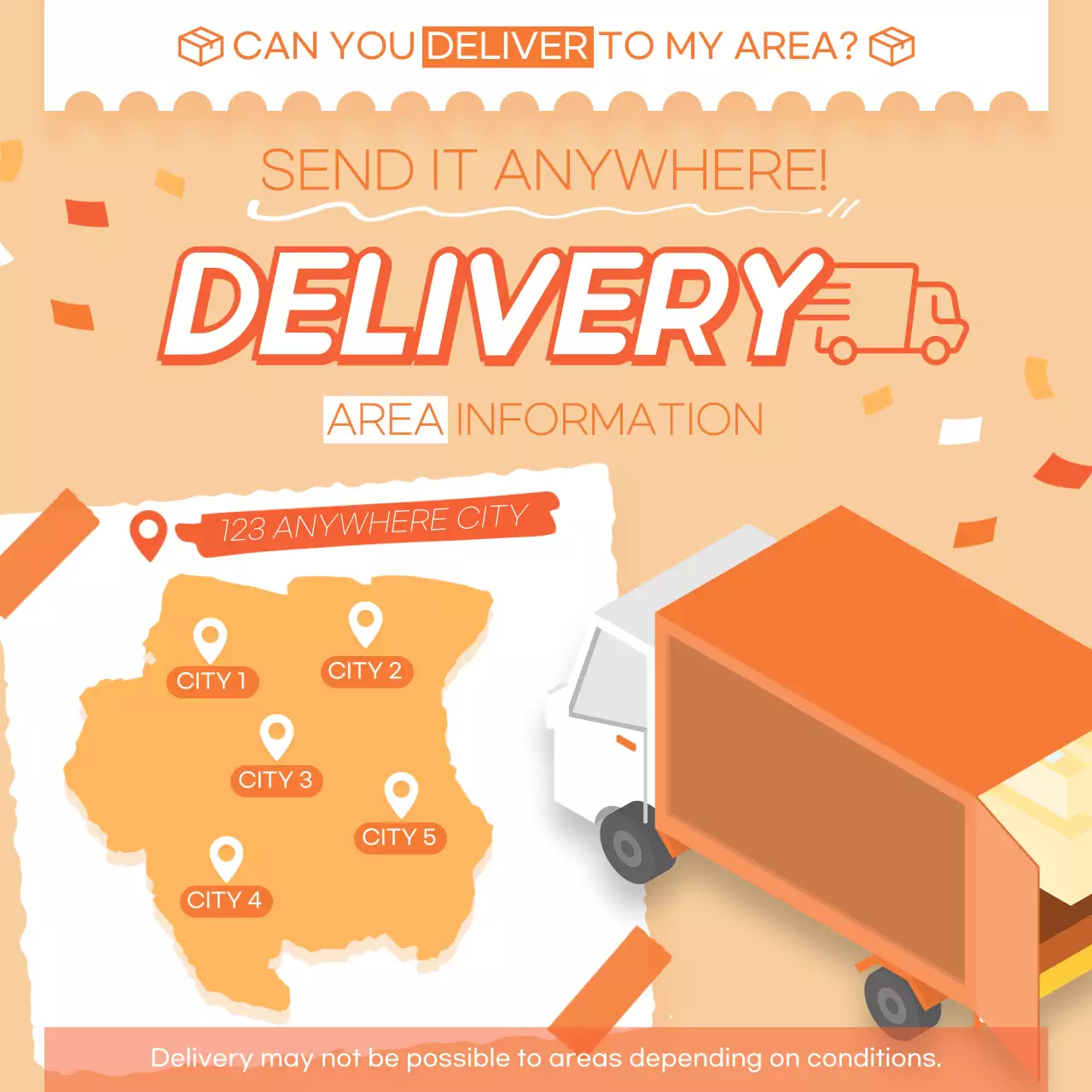 A simple orange service area map