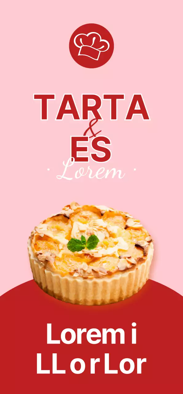Banner de presentación de una carta de tartas dulces con fondo rosa