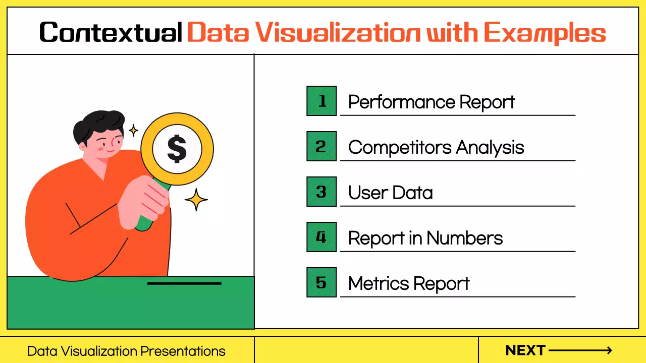 노랑 배경의 라인과 일러스트의 키치한 기업용 비즈니스 발표자료