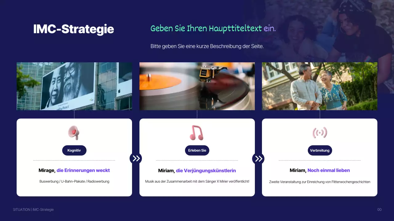 3D-illustrierter Marketingplan für Werbung in Blau (Präsentation)