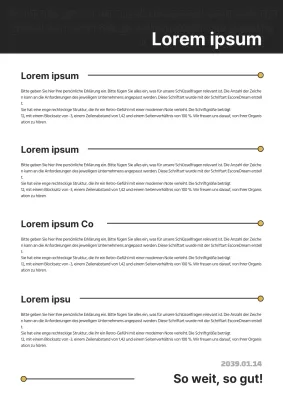 Ein lockeres, schwarz-gelbes Anschreiben mit einem lockeren Konzept