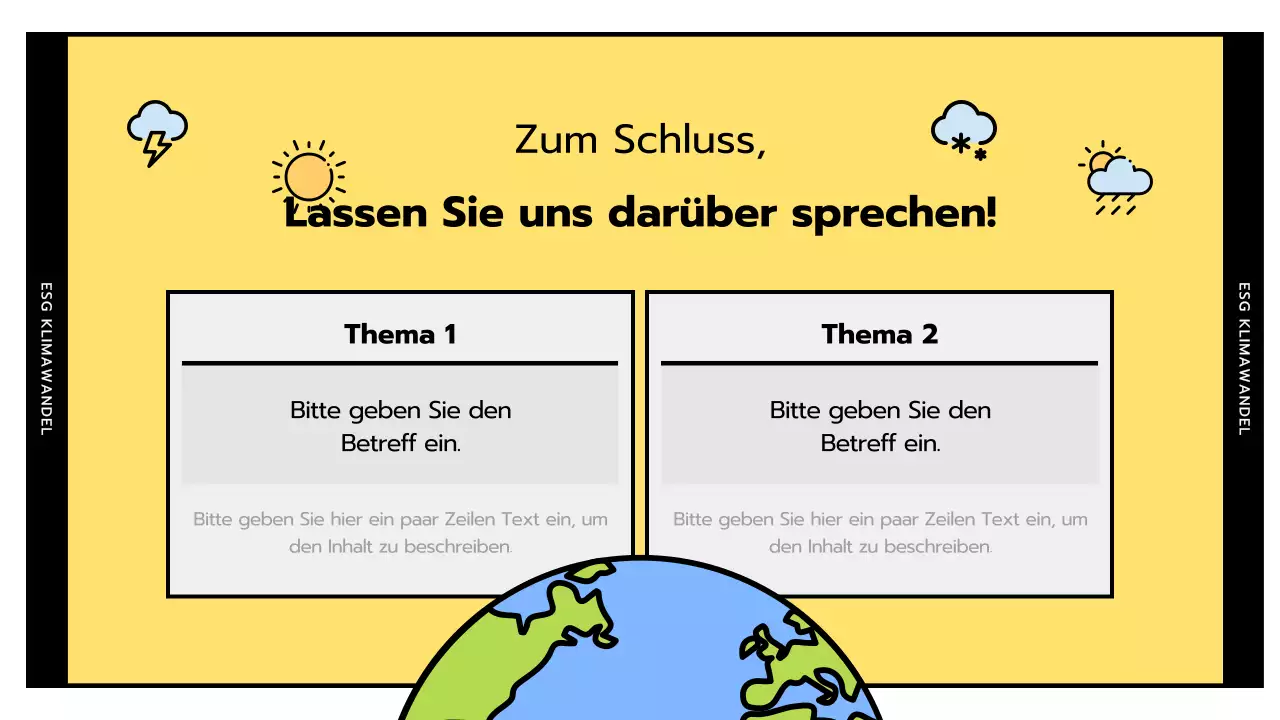 Einfache ESG und Klimawandel in gelb und schwarz