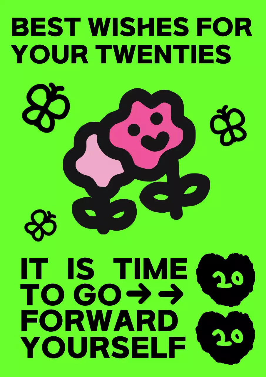 그린 트렌디 모티베이션 카드 포스터