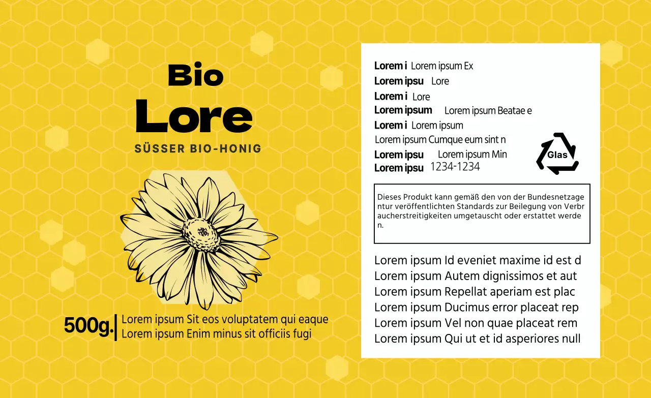 Gelb Illustration Muster Lebensmittel Bienenzucht Honig Detail Etikett