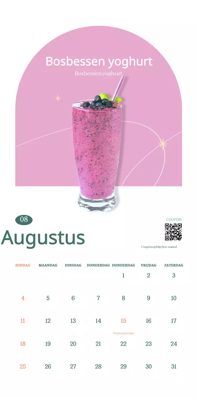 Cafékalender met aanbevelingen voor drankjes van de maand