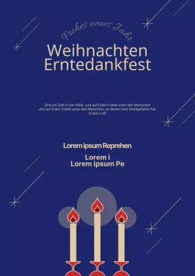 Elegantes Webposter für Weihnachtsveranstaltungen in Blau und Gold