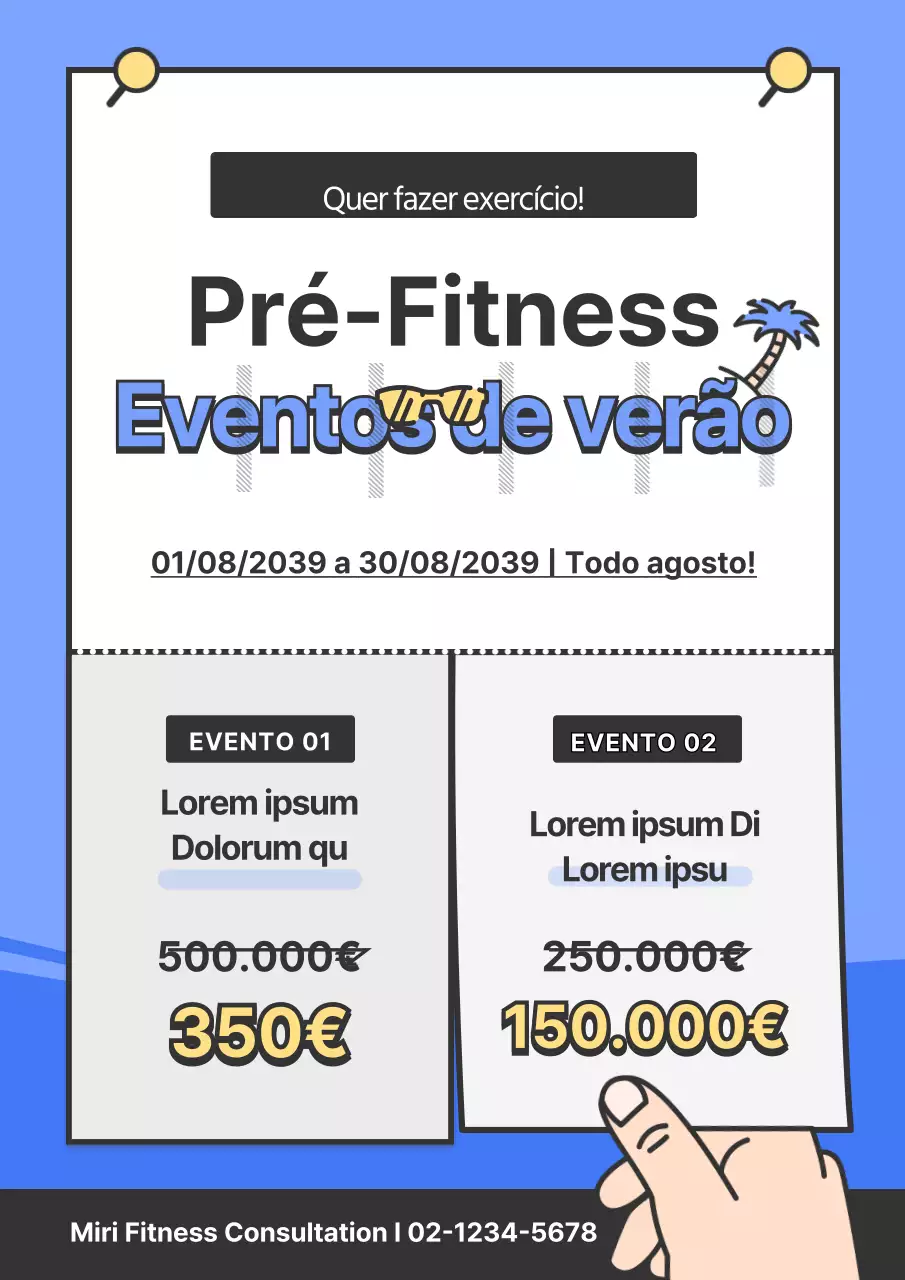 Promova os saldos de verão do seu ginásio com um conceito de folheto azul