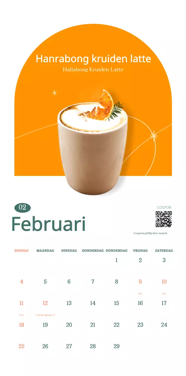 Cafékalender met aanbevelingen voor drankjes van de maand