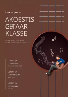 Promotieposter voor een gitaarhobbycursus in bruintinten