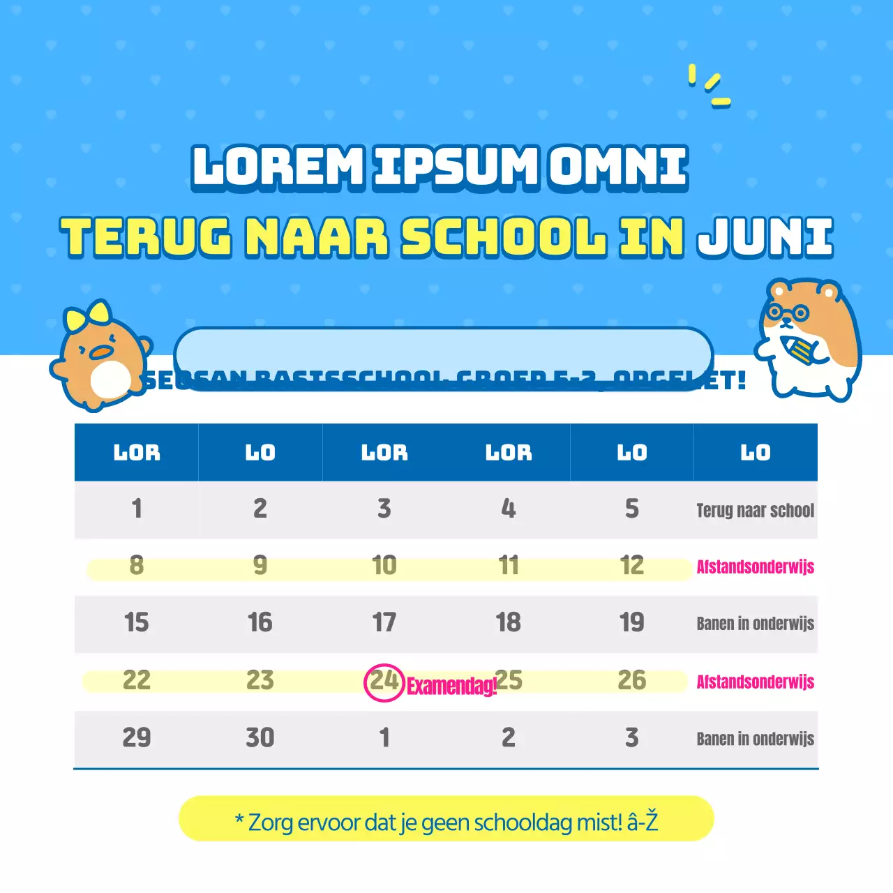 Terug naar school brieven