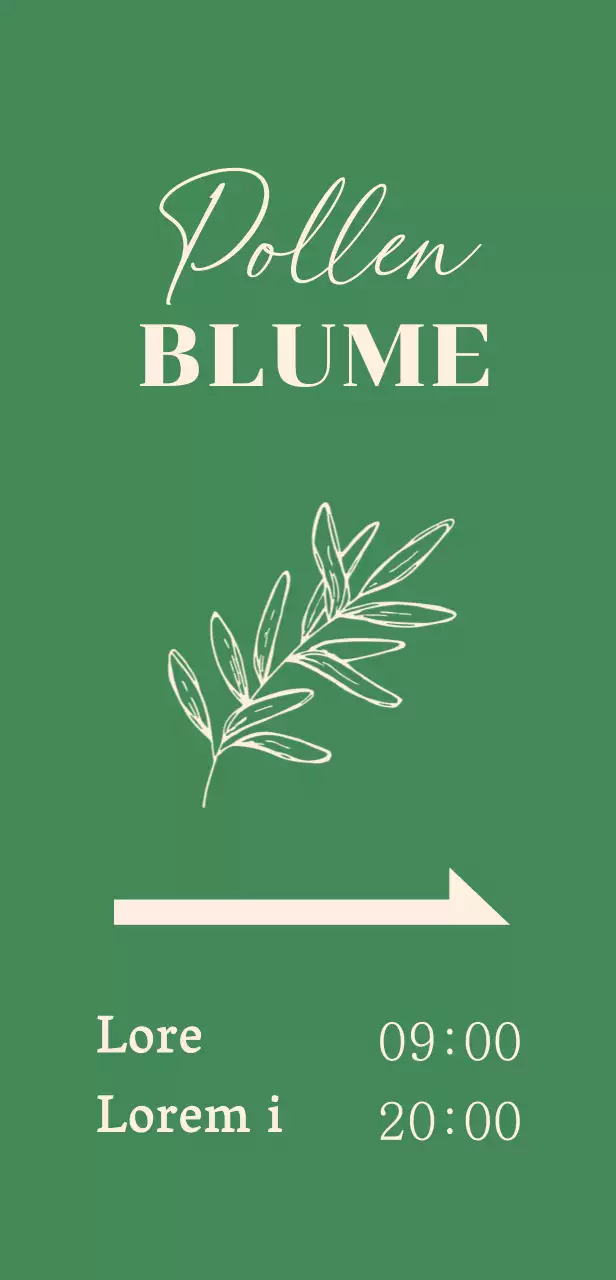 Blumenladenschild mit botanischen Illustrationen auf grünem Hintergrund