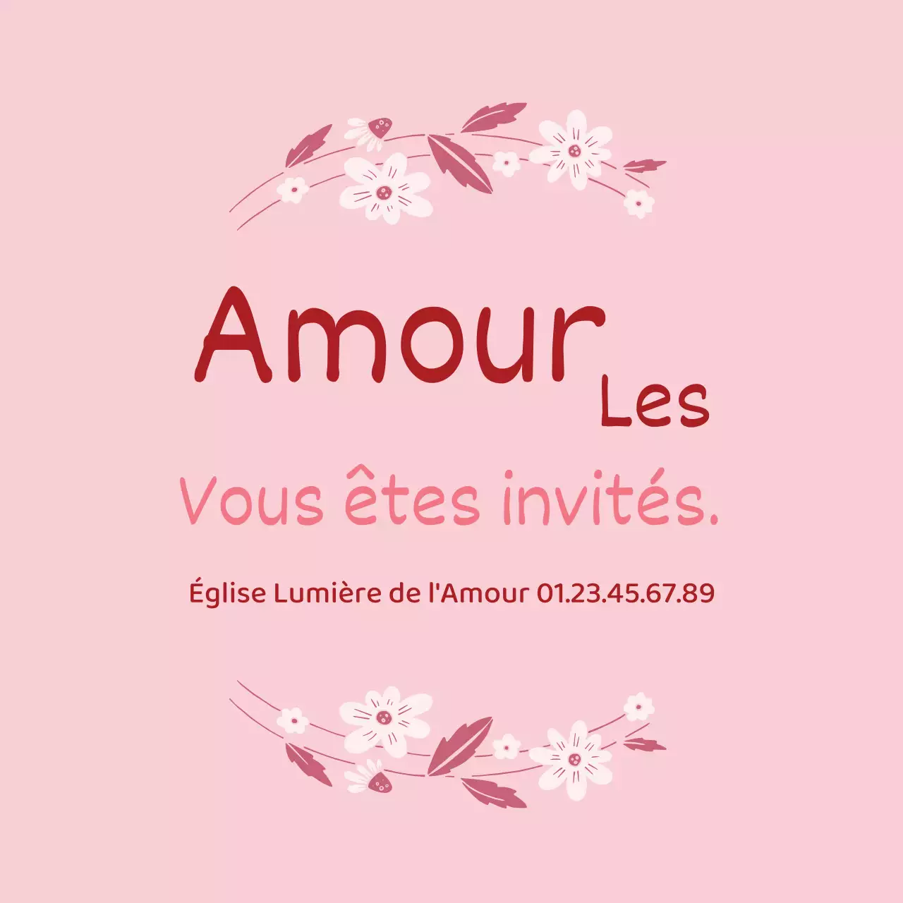 Papeterie calligraphie rose église