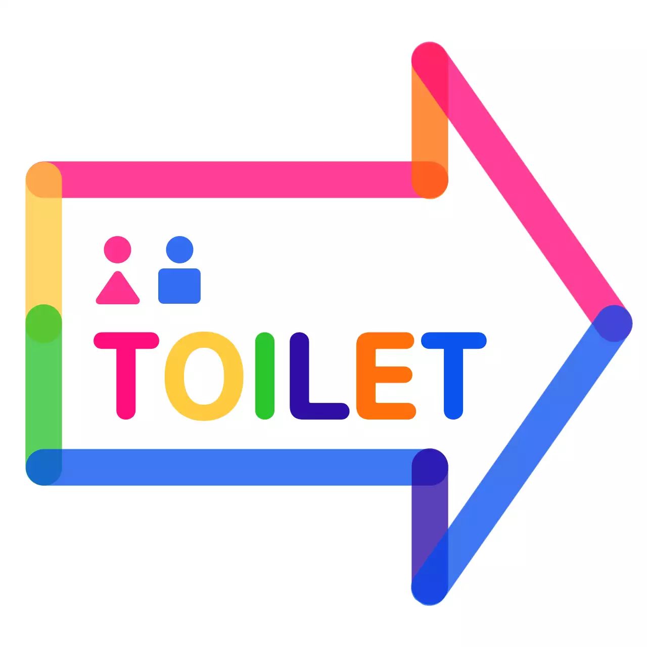 Colorful and cute arrow frame style directions to the bathroom