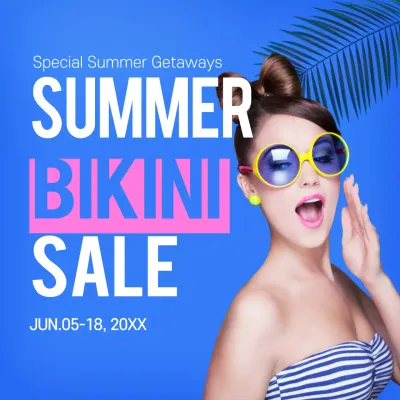 Blue Trendy Bikini Sale Promotion Social Media Post