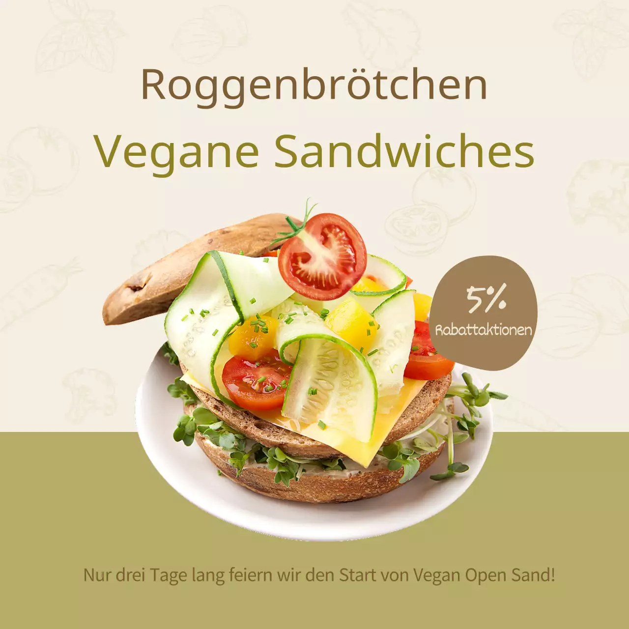 Ermäßigungen für Sandwiches mit beige-grünen Farbtönen