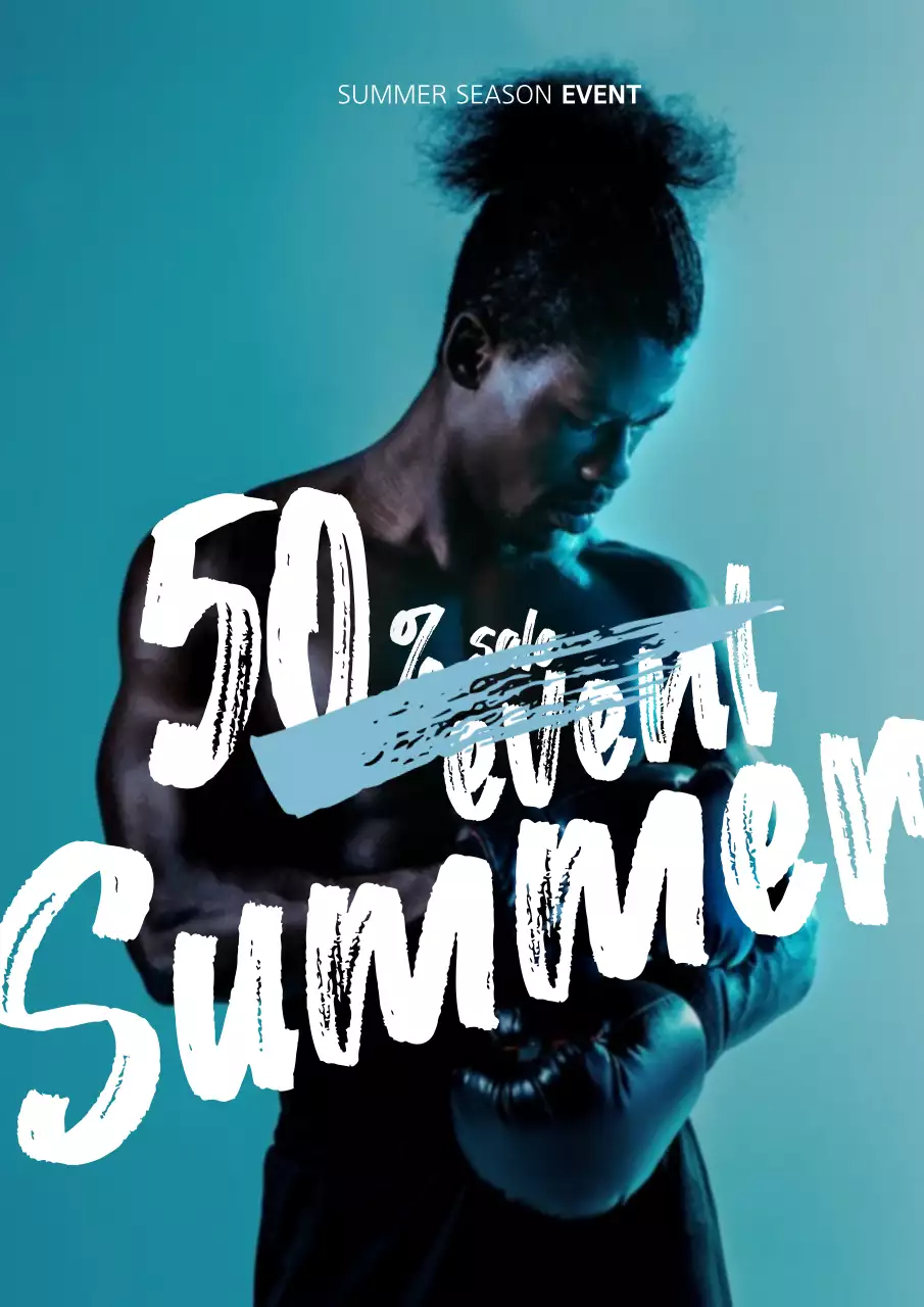 Blue Trendy Boxing Promotion Poster