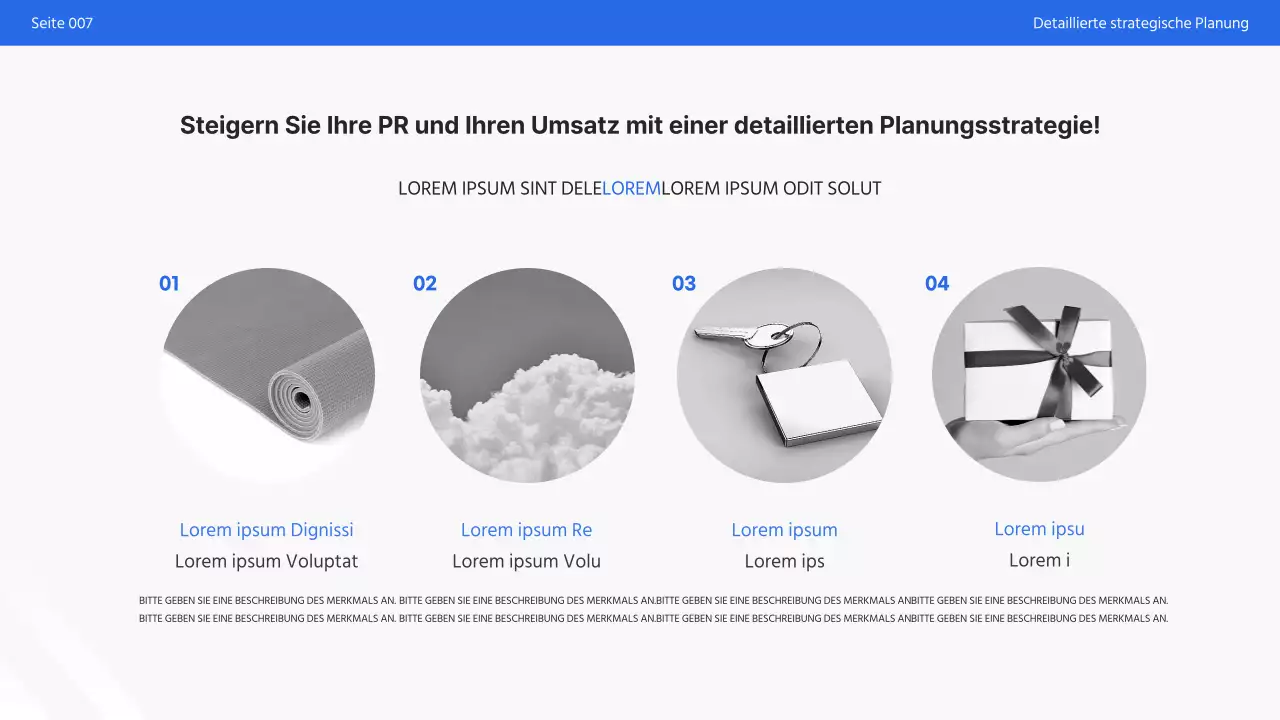 Einfache weiß-blaue Marketing-Promo-Präsentation