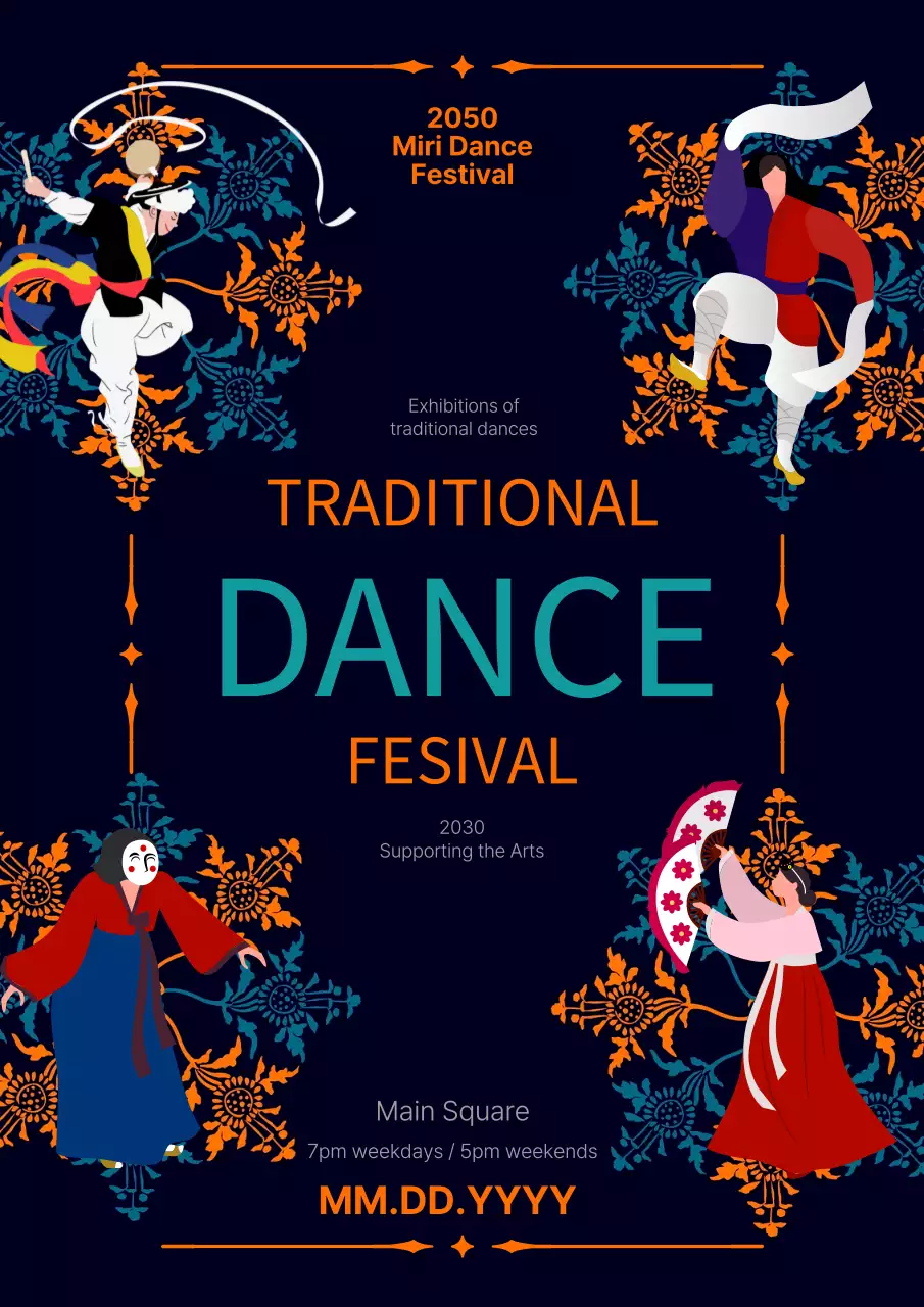 Navy Traditional Dance Event Poster