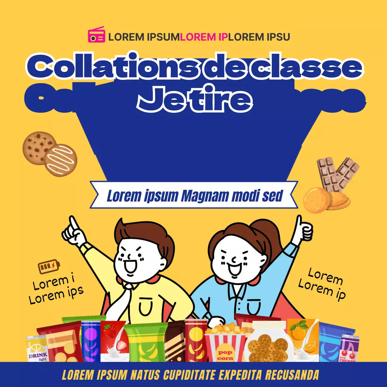 Une jolie boîte à goûter jaune et bleue pour la période d'essai.