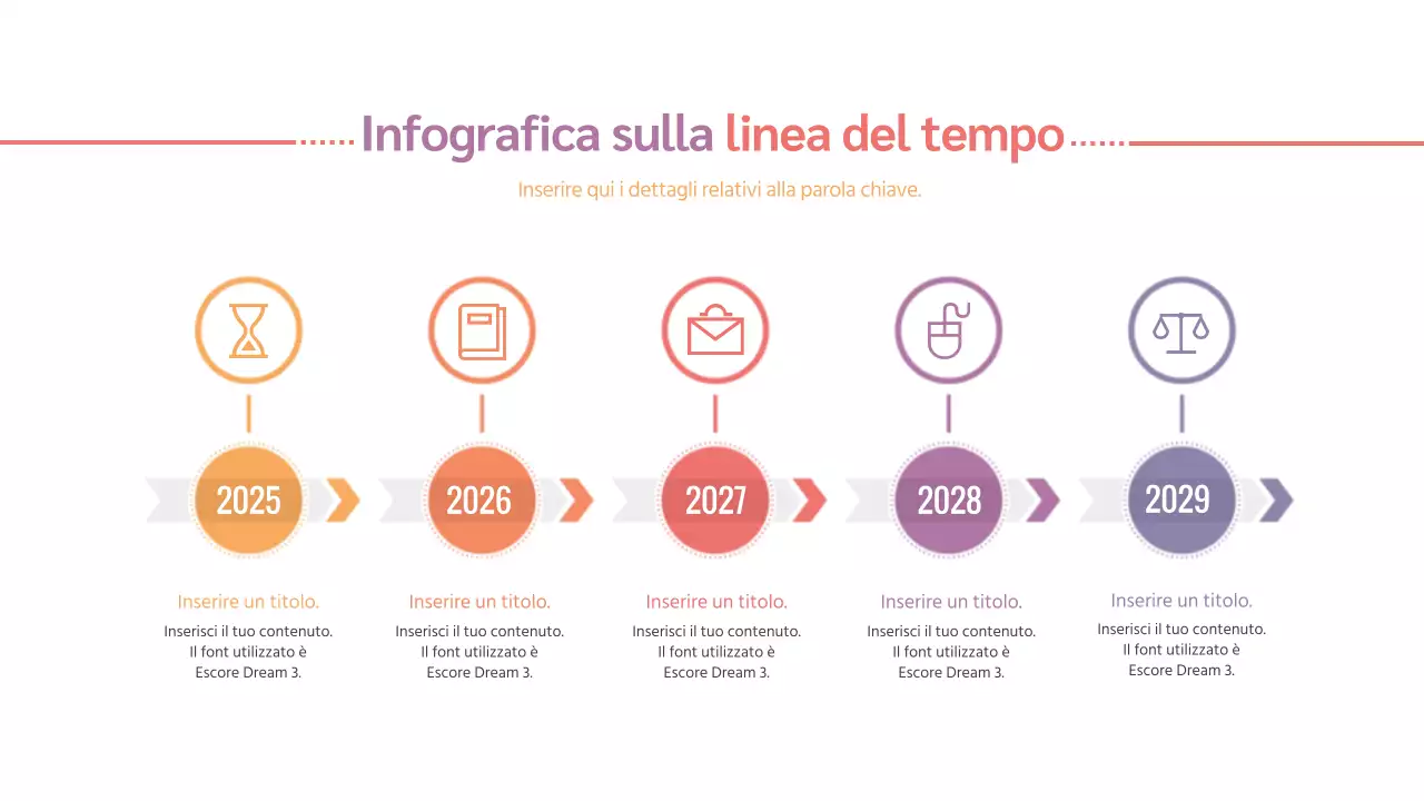 Gradient timeline 5 steps infographic Business company history