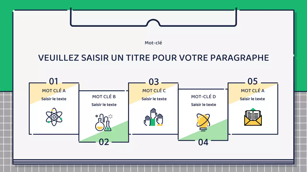 Présentation sur la conception d'icônes mignonnes et basiques en vert et jaune