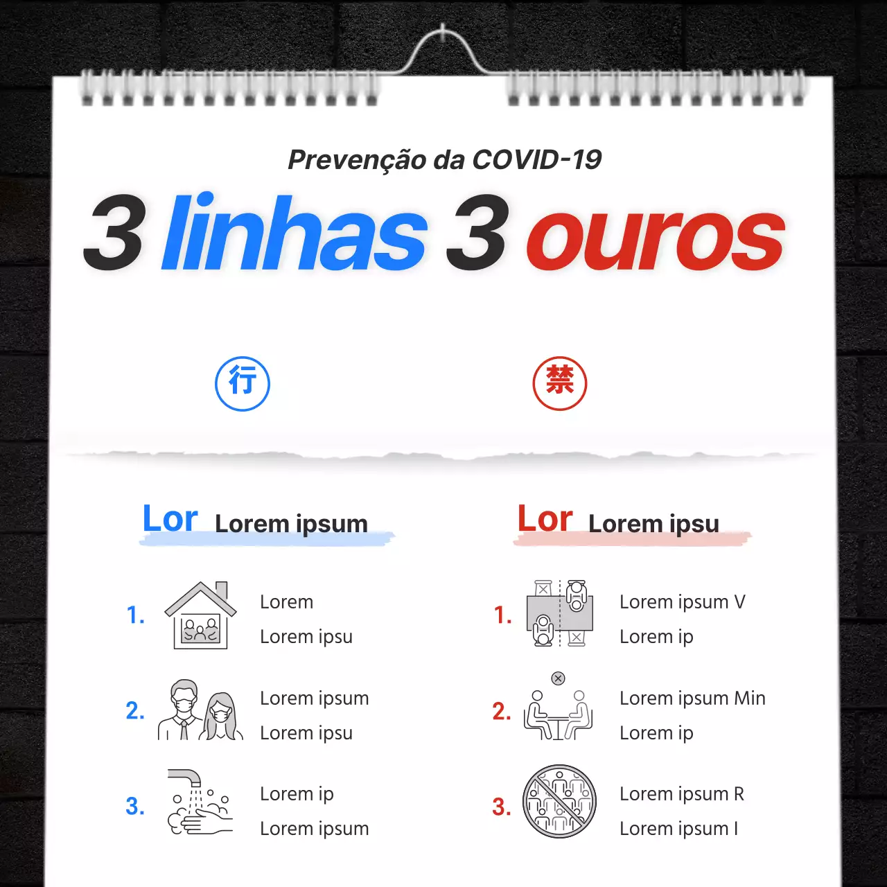 Um conceito de calendário monocromático e colorido com ênfase no textoAnúncio da campanha COVID-19