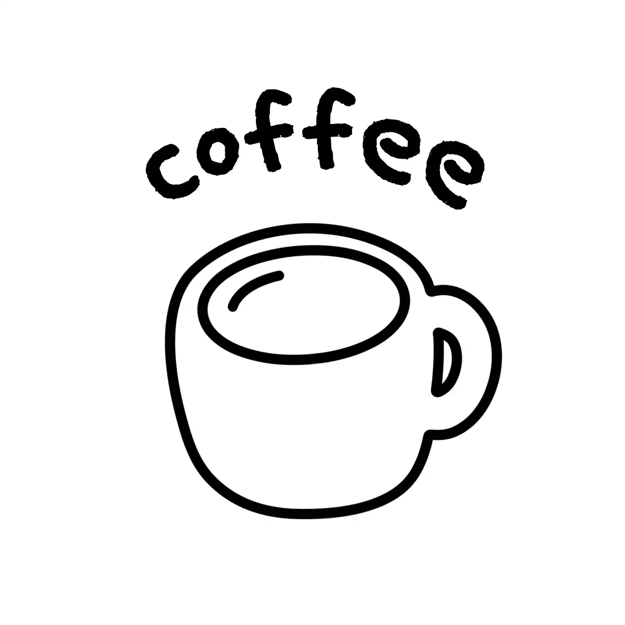 Simple black line illustration of various objects and animals