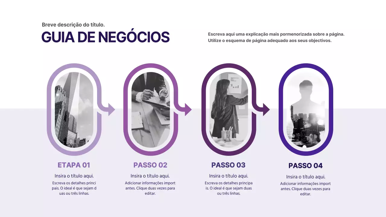 Roteiro para o negócio da púrpura Etapa 4 Infográfico Quem somos História da empresa
