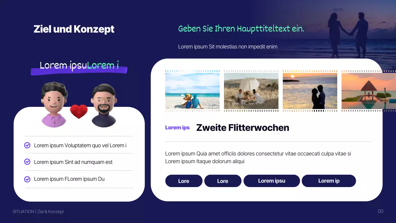 3D-illustrierter Marketingplan für Werbung in Blau (Präsentation)