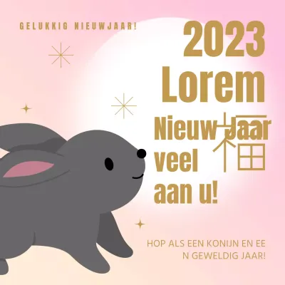 Roze konijntje nieuwjaarswensen