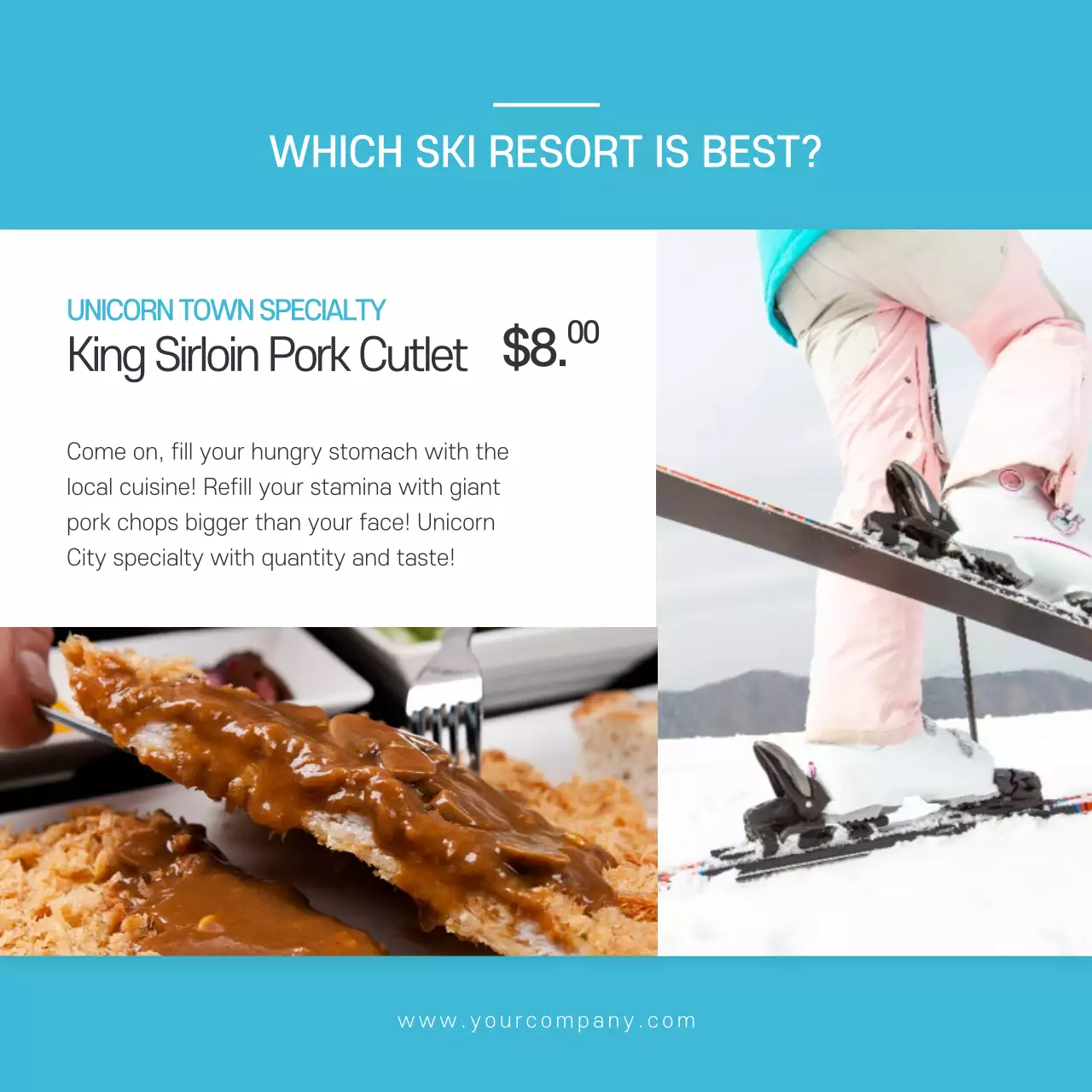 Blue Modern Ski Promotion Instagram Carousel