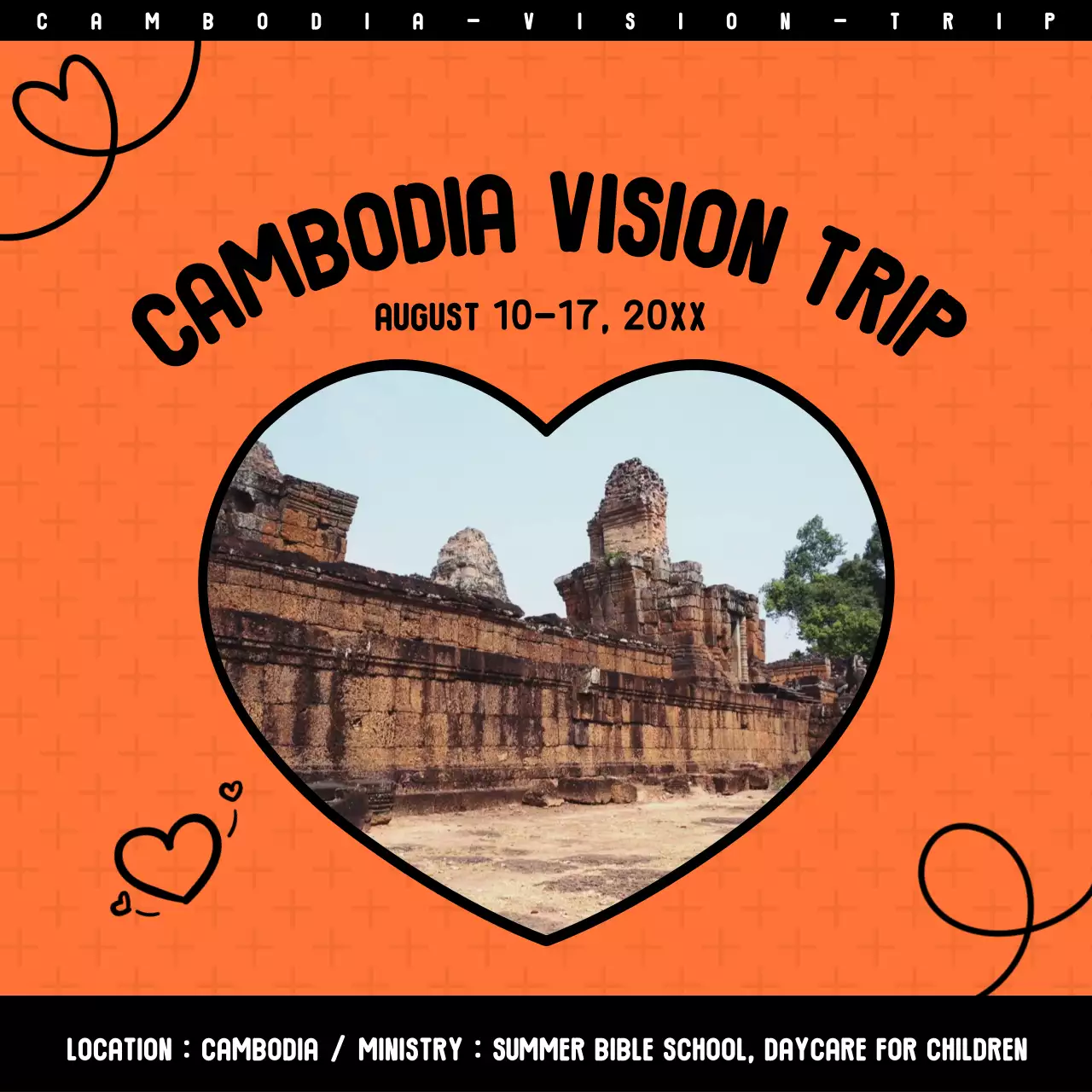 오렌지 전통 여행 프로모션 소셜 미디어 게시물