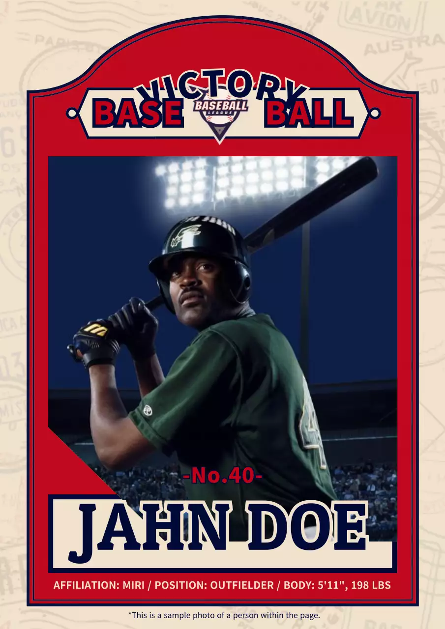Red Vintage Baseball Card Poster