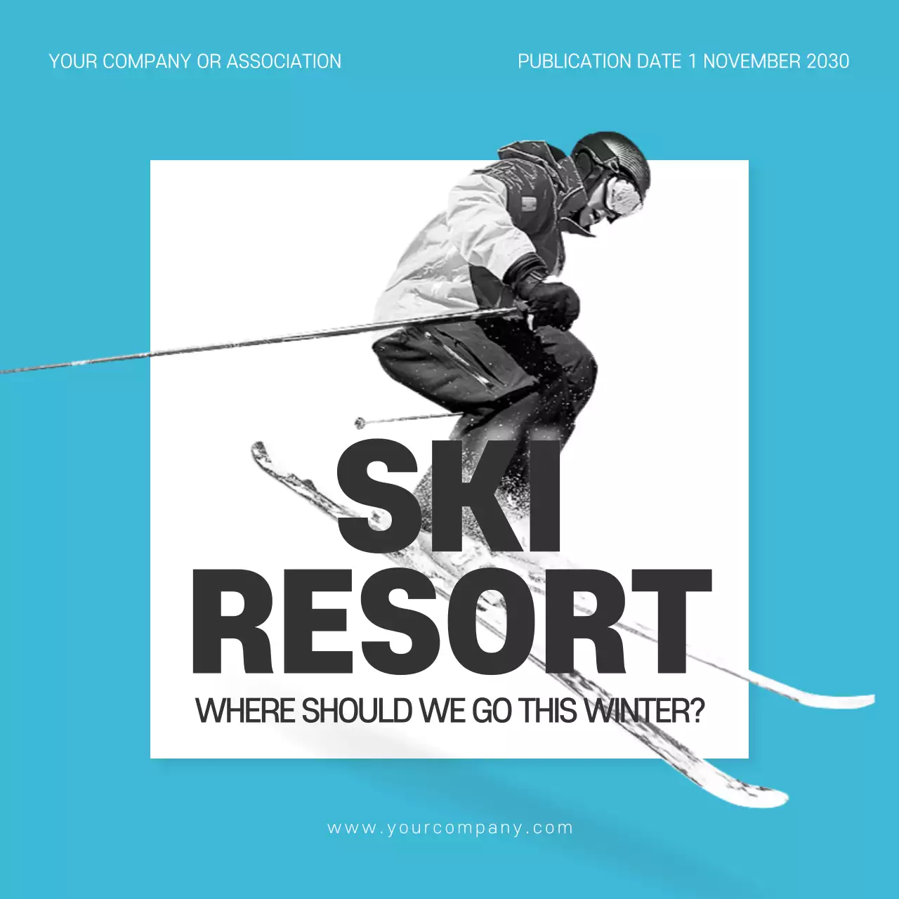 Blue Modern Ski Promotion Instagram Carousel