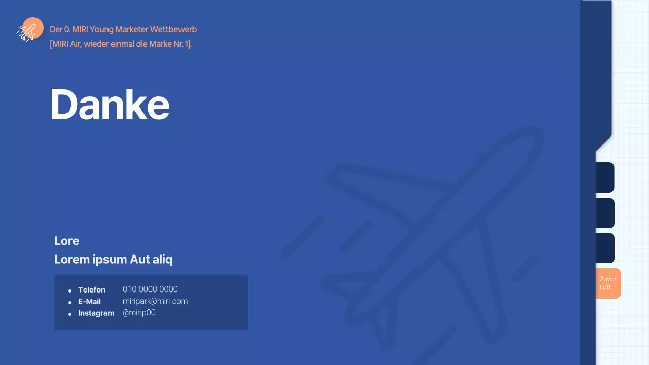 Eine saubere, in Blautönen gehaltene Präsentation für einen Werbe-Pitch-Wettbewerb