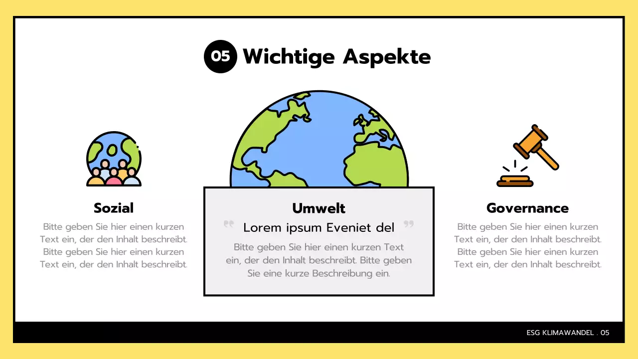 Einfache ESG und Klimawandel in gelb und schwarz