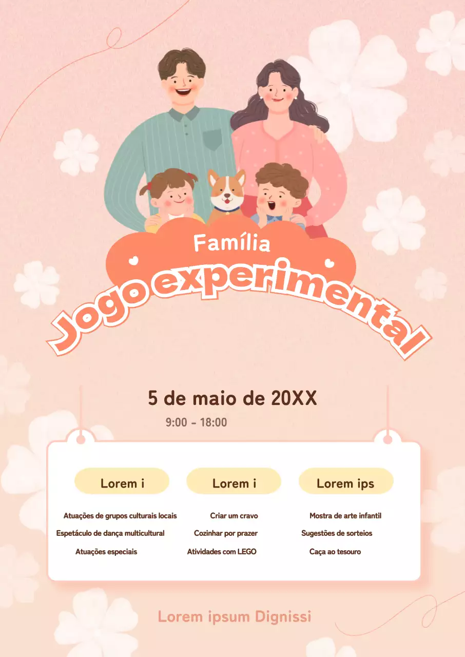 Cartaz de jogo prático com fundo cor-de-rosa