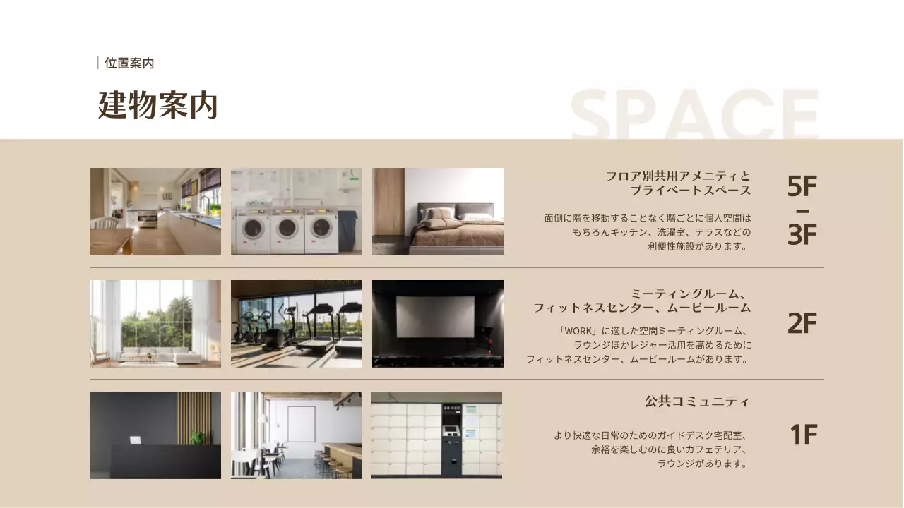 ベージュ シンプル 住居案内 パンフレット プレゼンテーション