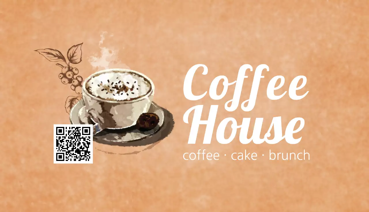 ベージュ レトロ カフェ シール 名刺